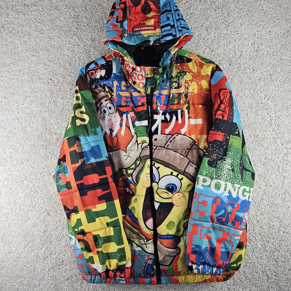 Members Only SpongeBob SquarePants Nickelodeon Puffer Jacket Mens Size XL